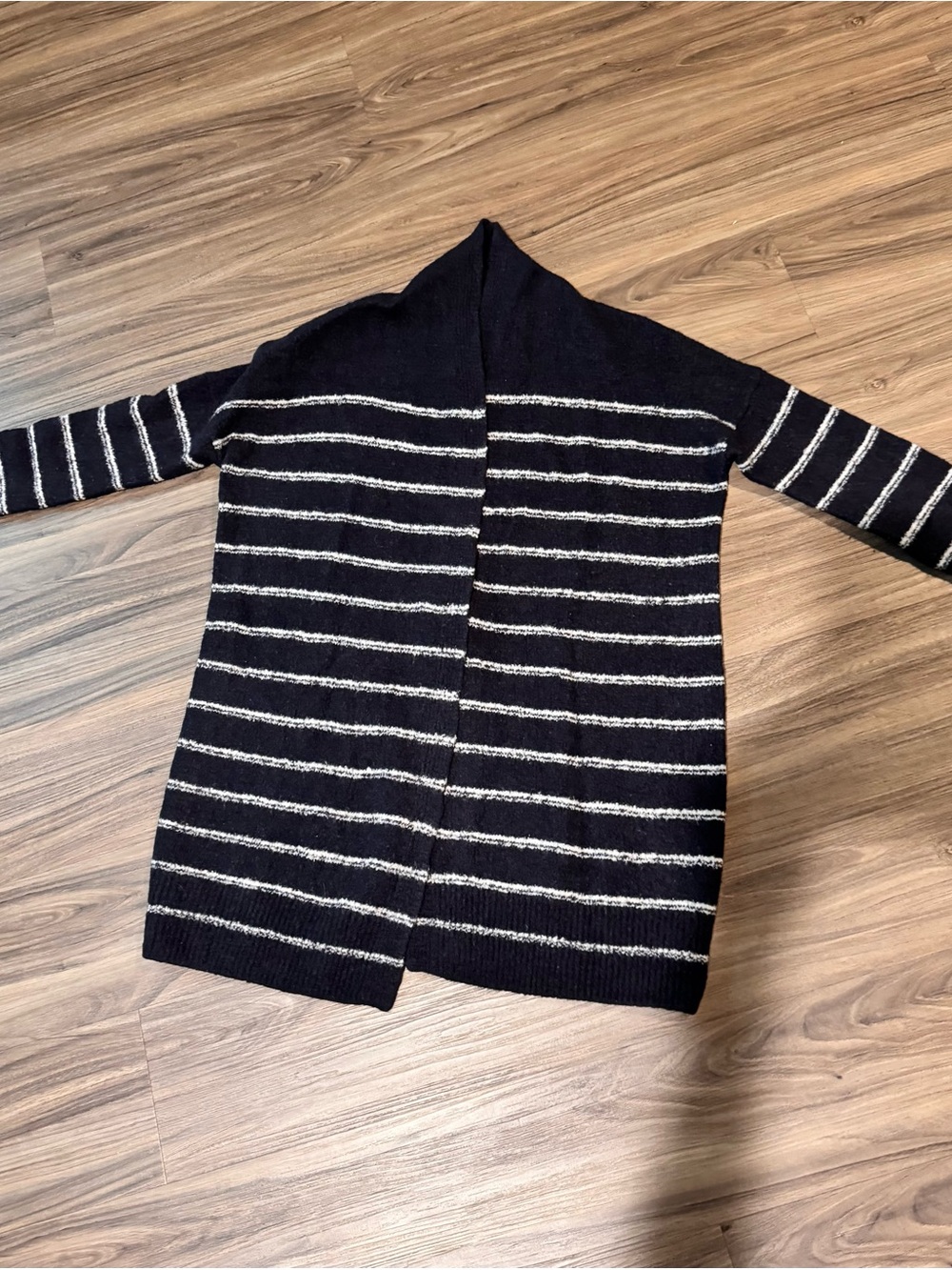 Vince Navy Blue and White Striped Open-Front Cardigan XS